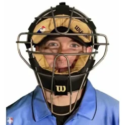 Wilson Umpire Gear Wilson MLB Titanium Umpire Mask With Two-Tone 8 Wilson Umpire Gear Wilson MLB Titanium Umpire Mask With Two-Tone -The Ball Gears Sales A3007T Wilson Titanium Umpire Mask Worn Front View 1