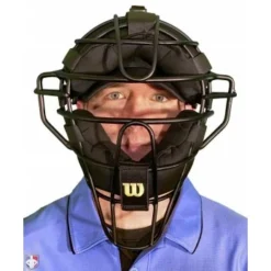 Wilson Umpire Gear Wilson Dyna-Lite Aluminum Umpire Mask With Memory Foam -The Ball Gears Sales A3009 AL Wilson Dyna Lite Aluminum Umpire Mask with Memory Foam Worn Front View