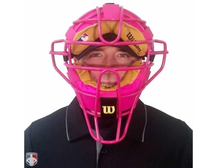 Wilson Umpire Gear Wilson MLB Pink Dyna-Lite Steel Umpire Mask With Pink And Tan 4 Wilson Umpire Gear Wilson MLB Pink Dyna-Lite Steel Umpire Mask With Pink And Tan - Image 4