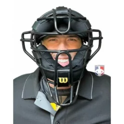 Wilson Umpire Gear Wilson Dyna-Lite Steel Umpire Mask With Memory Foam -The Ball Gears Sales A3009X MEM Wilson Dyna Lite Steel Umpire Mask with Memory Foam worn front