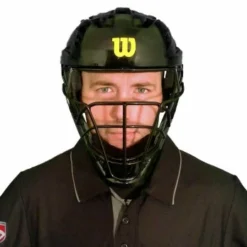 Wilson Umpire Gear Wilson MLB Pro Stock Steel Umpire Helmet -The Ball Gears Sales A5801 Wilson Pro Stock Steel Umpire Helmet Worn Front View