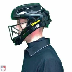 Wilson Umpire Gear Wilson MLB Pro Stock Steel Umpire Helmet -The Ball Gears Sales A5801 Wilson Pro Stock Steel Umpire Helmet Worn Side View