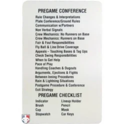 Smitty Umpire Reusable Baseball Umpire Game Card -The Ball Gears Sales ACS 538 Back