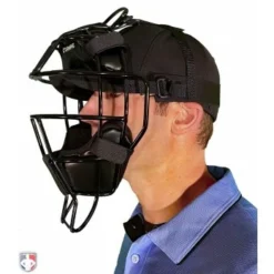 Champro Umpire Gear Champro Lightweight Steel Umpire Mask -The Ball Gears Sales CM72 B CHAMPRO STEEL UMPIRE MASK Worn Front Angled View