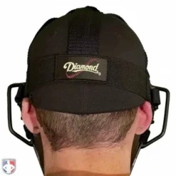 Diamond Umpire Gear Diamond Matte Black Big League Aluminum Umpire Mask With Leather -The Ball Gears Sales DFM BL Diamond Big League Aluminum Umpire Mask with Leather Worn Back Harness View