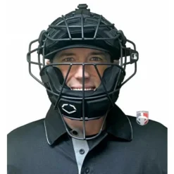 EvoShield MLB Black Pro-SRZ Windpact Catcher Mask -The Ball Gears Sales EVO MASK BK Evo Shield MLB Steel Mask with Windpact Front worn 1