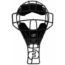 Force3 Umpire Gear Force3 Defender Umpire Throat Guard -The Ball Gears Sales F3 DMTG BK Force3 Defender Umpire Throat Guard Black Attached to Mask View