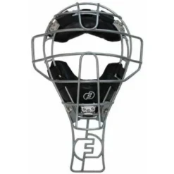 Force3 Umpire Gear Force3 Defender Umpire Throat Guard -The Ball Gears Sales F3 DMTG SV Force3 Defender Umpire Throat Guard Silver Attached to Mask View