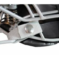 Force3 Umpire Gear Force3 Defender Umpire Throat Guard -The Ball Gears Sales F3 DMTG SV Force3 Defender Umpire Throat Guard Silver Attaching to Mask Snaps Closed View