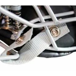 Force3 Umpire Gear Force3 Defender Umpire Throat Guard -The Ball Gears Sales F3 DMTG SV Force3 Defender Umpire Throat Guard Silver Attaching to Mask Snaps Open View