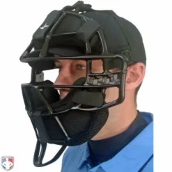 ALL-STAR Umpire Gear All-Star Black Magnesium Umpire Mask With Black LUC -The Ball Gears Sales FM4000 MAG UMP BK BK Worn Angled