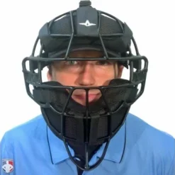 ALL-STAR Umpire Gear All-Star Black Magnesium Umpire Mask With Black LUC -The Ball Gears Sales FM4000 MAG UMP BK BK Worn Front