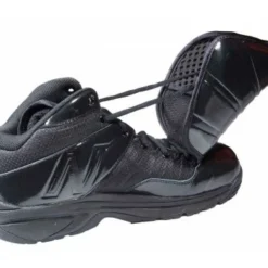 New Balance Referee And Umpire Shoes New Balance V3 All-Black Mid-Cut Umpire Plate Shoes -The Ball Gears Sales MU460XB3 New Balance V3 All Black Mid Cut Umpire Plate Shoes Inside Side View with Plate Up