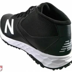 New Balance Referee And Umpire Shoes New Balance V3 Black & White Mid-Cut Umpire Base Shoes -The Ball Gears Sales MUM950T3 New Balance V3 Black White Mid Cut Umpire Base Shoes Outside Back Angled View