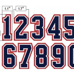 3" Navy On White On Red Precision-Cut Number -The Ball Gears Sales N3 SUB NWR All Together