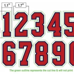 3" Red On Navy On White Precision-Cut Number -The Ball Gears Sales N3 SUB RNW All Together