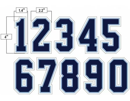 4" Navy On Powder Blue On White Precision-Cut Number 2 4" Navy On Powder Blue On White Precision-Cut Number - Image 2