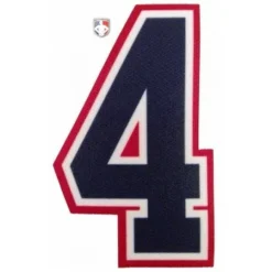 4" Navy On White On Red Precision-Cut Number