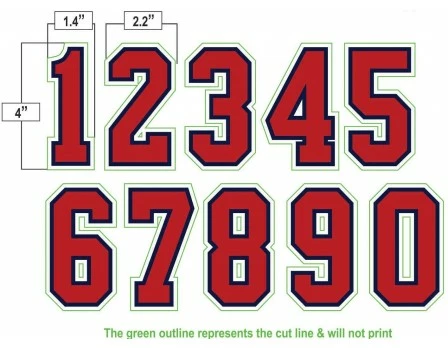 4" Red On Navy On White Precision-Cut Number 4 4" Red On Navy On White Precision-Cut Number - Image 4