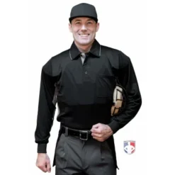 Smitty Umpire Smitty V2 Major League Replica Long Sleeve Umpire Shirt - Black With Charcoal Grey 7 Smitty Umpire Smitty V2 Major League Replica Long Sleeve Umpire Shirt - Black With Charcoal Grey -The Ball Gears Sales S315 BK Smitty V2 Major League Replica Long Sleeve Umpire Shirt Black with Charcoal Grey front cp