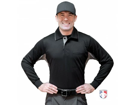 Smitty Umpire Smitty V2 Major League Replica Long Sleeve Umpire Shirt - Black With Charcoal Grey 2 Smitty Umpire Smitty V2 Major League Replica Long Sleeve Umpire Shirt - Black With Charcoal Grey - Image 2