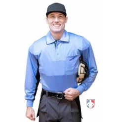 Smitty Umpire Smitty V2 Major League Replica Long Sleeve Umpire Shirt - Sky Blue With Black -The Ball Gears Sales S315 SB Smitty V2 Major League Replica Long Sleeve Umpire Shirt Sky Blue with Black front cp 1