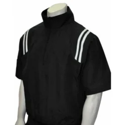 Smitty Umpire Smitty Traditional Half-Zip Short Sleeve Umpire Jacket - Black And White -The Ball Gears Sales S324 BK WH Smitty Traditional Half Zip Short Sleeve Umpire Jacket Black and White