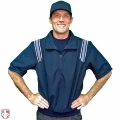 Smitty Umpire Smitty Traditional Half-Zip Short Sleeve Umpire Jacket - Navy And Powder Blue