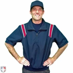 Smitty Umpire Smitty Traditional Half-Zip Short Sleeve Umpire Jacket - Navy And Red