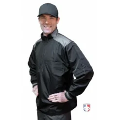 Smitty Umpire Smitty Major League Replica Convertible Umpire Jacket - Black With Charcoal Grey -The Ball Gears Sales S340 Smitty Major League Replica Convertible Umpire Jacket Black with Charcoal Grey Angled