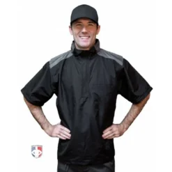 Smitty Umpire Smitty Major League Replica Convertible Umpire Jacket - Black With Charcoal Grey -The Ball Gears Sales S340 Smitty Major League Replica Convertible Umpire Jacket Black with Charcoal Grey Front no sleeves