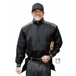 Smitty Umpire Smitty Major League Replica Convertible Umpire Jacket - Black With Charcoal Grey -The Ball Gears Sales S340 Smitty Major League Replica Convertible Umpire Jacket Black with Charcoal Grey front with sleeves plate