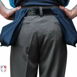 Smitty Umpire Smitty Performance Poly Spandex Charcoal Grey Flat Front Umpire Plate Pants With Expander Waistband -The Ball Gears Sales S355 Smitty Performance Poly Spandex Charcoal Grey Flat Front Umpire Plate Pants back 1