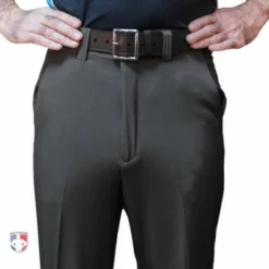 The Ball Gears Sales -The Ball Gears Sales S356 Smitty Performance Poly Spandex Charcoal Grey Flat Front Umpire Base Pants front