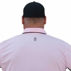 Smitty Umpire Smitty Major League Replica Umpire Shirt - Pink With Black -The Ball Gears Sales SMITTY MAJOR LEAGUE REPLICA UMPIRE SHIRT PINK WITH BLACK BACK CLOSE UP