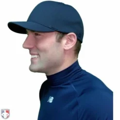 New Balance Referee And Umpire Shoes New Balance Challenger Mock Neck Short Sleeve Compression Shirt - Navy -The Ball Gears Sales TMMT717 N New Balance Mock Neck Challenger Short Sleeve Compression Shirt Navy Worn Mock Neck Close Up