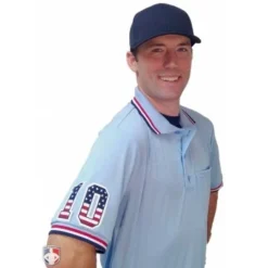 Smitty Umpire Smitty Pro Knit Umpire Shirt - Powder Blue With Red-White-Navy Trim -The Ball Gears Sales U126 265 with N4 SUB SNS 2