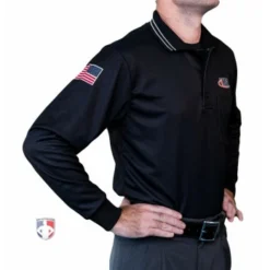 Illinois (IHSA) Long Sleeve Umpire Shirt - Black -The Ball Gears Sales USA301ILL BK Illinois IHSA Long Sleeve Umpire Shirt Black angled